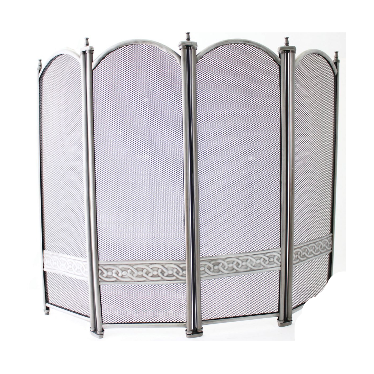 De Vielle Celtic 4 Fold Fire Screen Pewter Finish